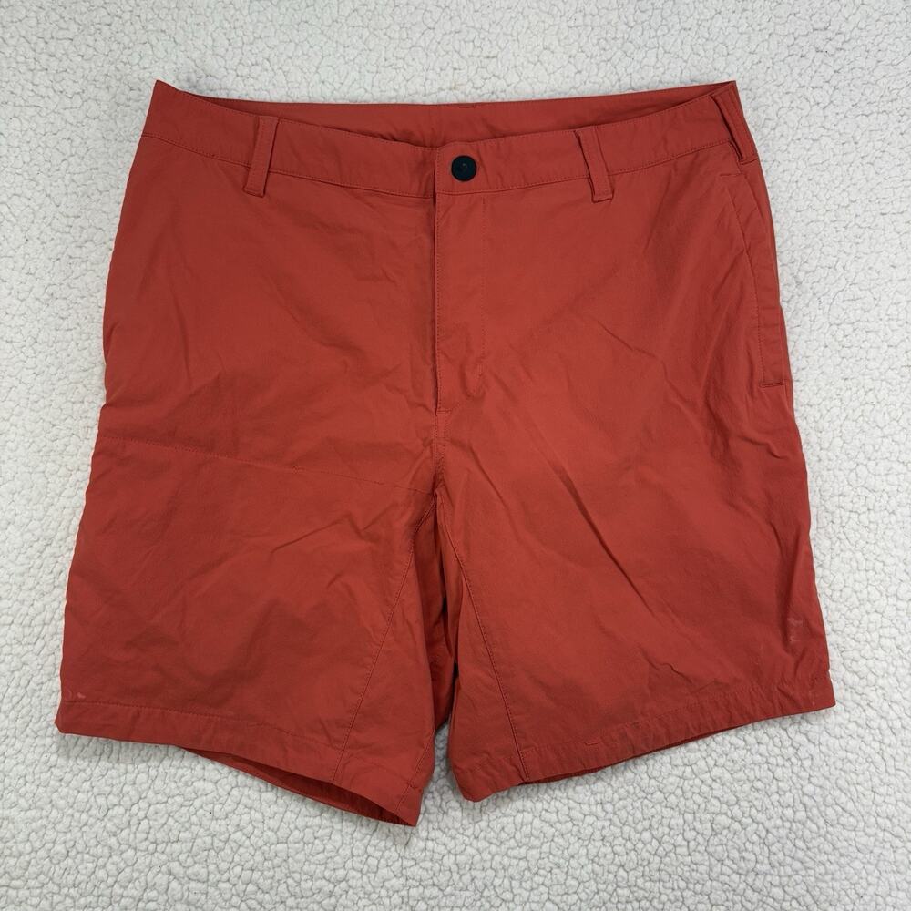 The North Face Shorts Mens 34 Orange Nylon Hiking Outdoors Flat Front Chino 8”